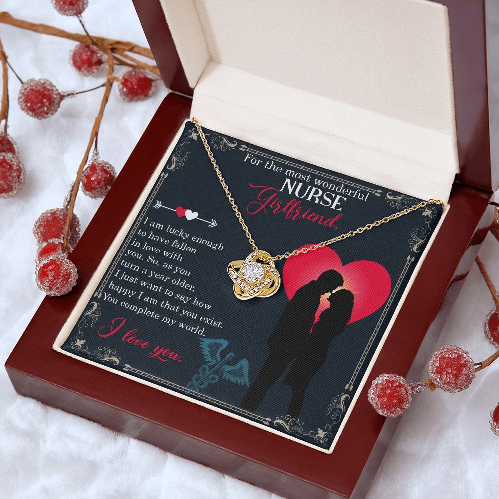 Couples Gifts, Nusre Wife Girlfriend Necklace Gifts From Husband, Wedding Anniversary Jewelry For Wife From Husband, Wife Birthday From Husband, To My Beautiful Girlfriend Message Card and Gift Box styles On Birthday, Christmas, Anniversary  Love knot Tha