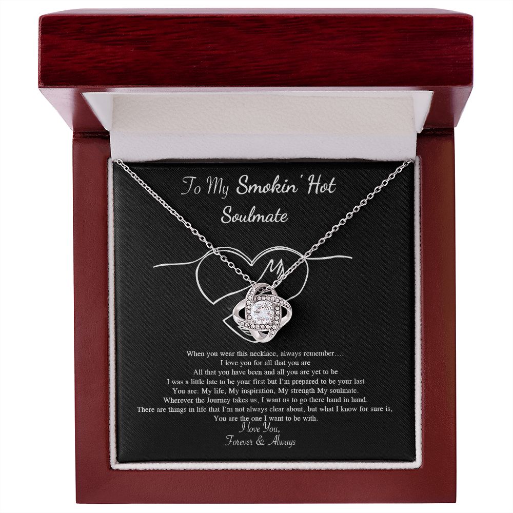 Couples Gifts Necklace To My Hot Soulmate Necklace, Necklace Gifts For Wife From Husband Jewelry Romantic Gifts For My Wife Necklace Custom Name Message Card and Gift Box Styles on Birthday, Christmas, Wedding, Anniversary, Valentine Love knot Thang