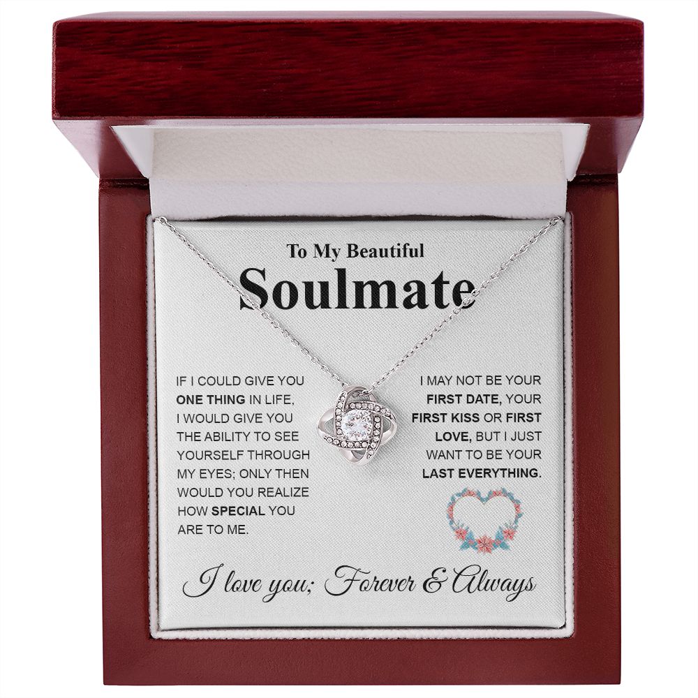 Beautiful Soulmate Necklace My Last Everything, Promise Necklace For Her, Fiance Gifts For Her, Valentine Gifts For Future Wife With Message Card Box LED, Soulmate Necklace For Women, To My Wife Necklace copy Love knot Thang