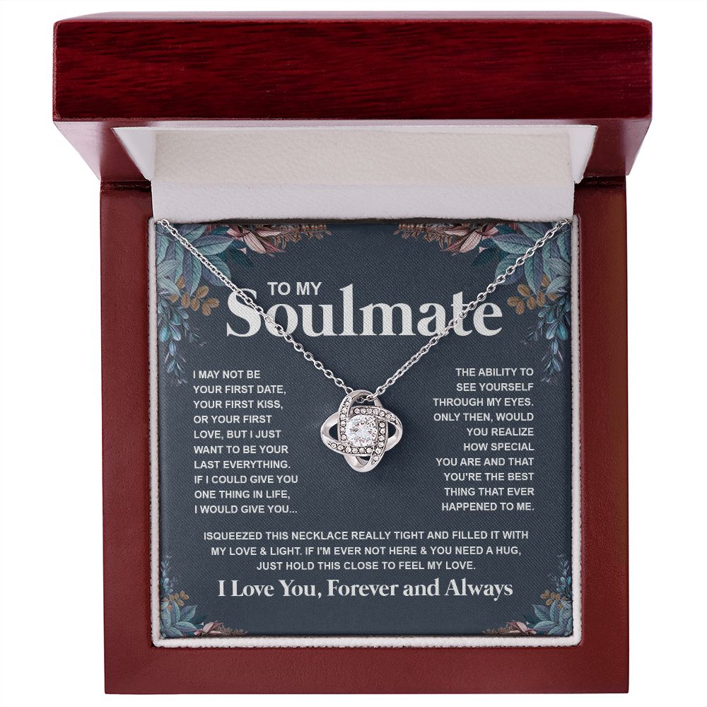Couples Gifts Necklace To My Soulmate Necklace Anniversary Valentine Jewelry Romantic Gifts For My Wife Pendant Jewelry with Message Card and Box Necklaces for Women Valentines Day Happy Anniversary Wedding Present Love knot Thang