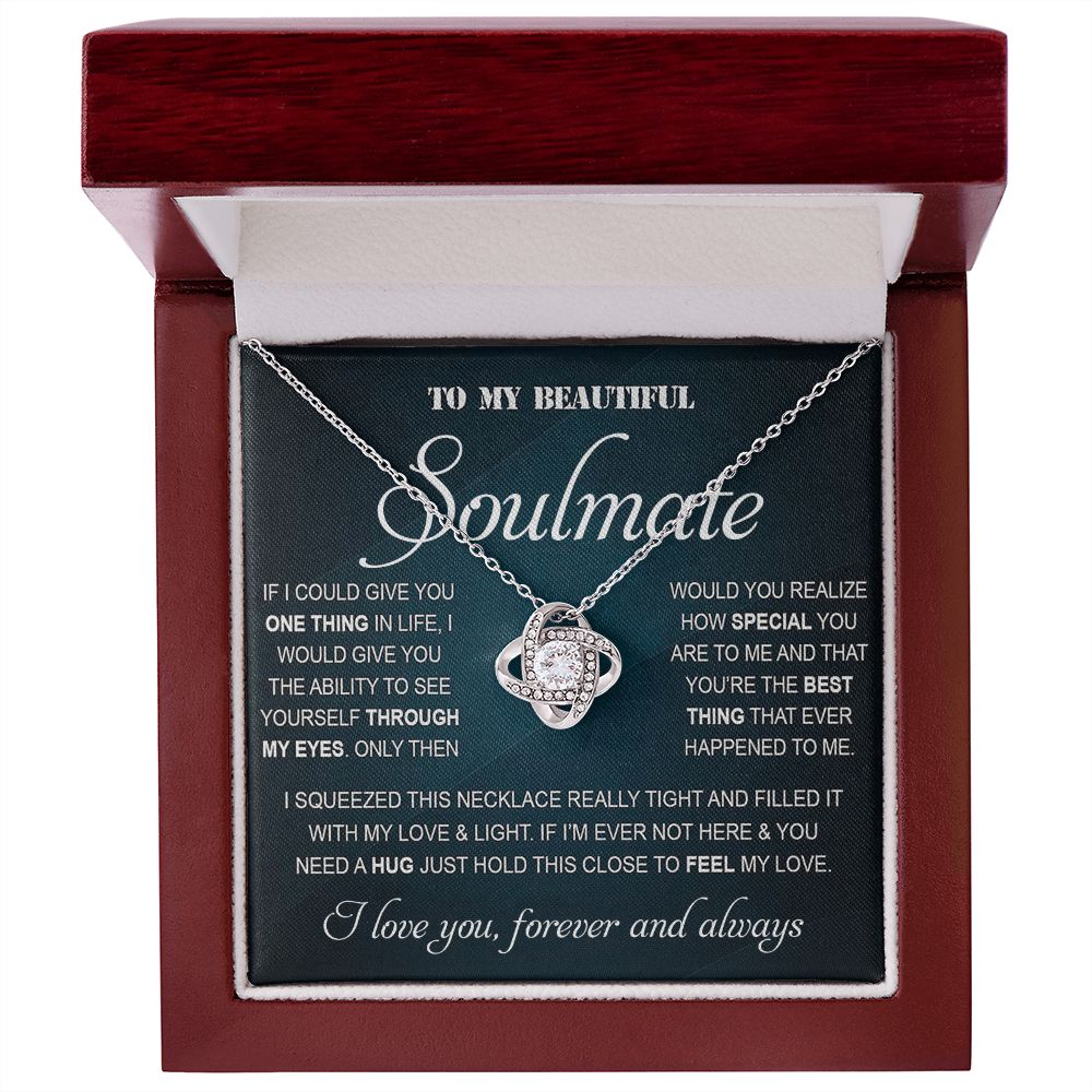 Personalized Valentine Gift For Wife, To My Soulmate Necklace For Women, Soulmate Necklace, To My Wife Necklace From Husband, Necklace Custom Name Message Card and Gift Box Styles on Birthday, Christmas, Wedding, Anniversary Love knot Thang