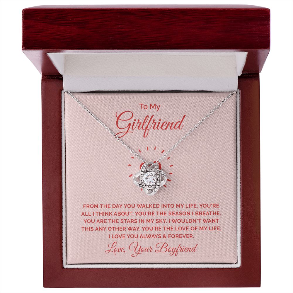 Love Knot Necklace, To My Girlfriend Gifts From Boyfriend, Girlfriend Jewelry, Girlfriend Anniversary For Girlfriend Gift, Necklace Message Card and Gift Box Styles on Birthday, Christmas, Anniversary  Love knot Thang