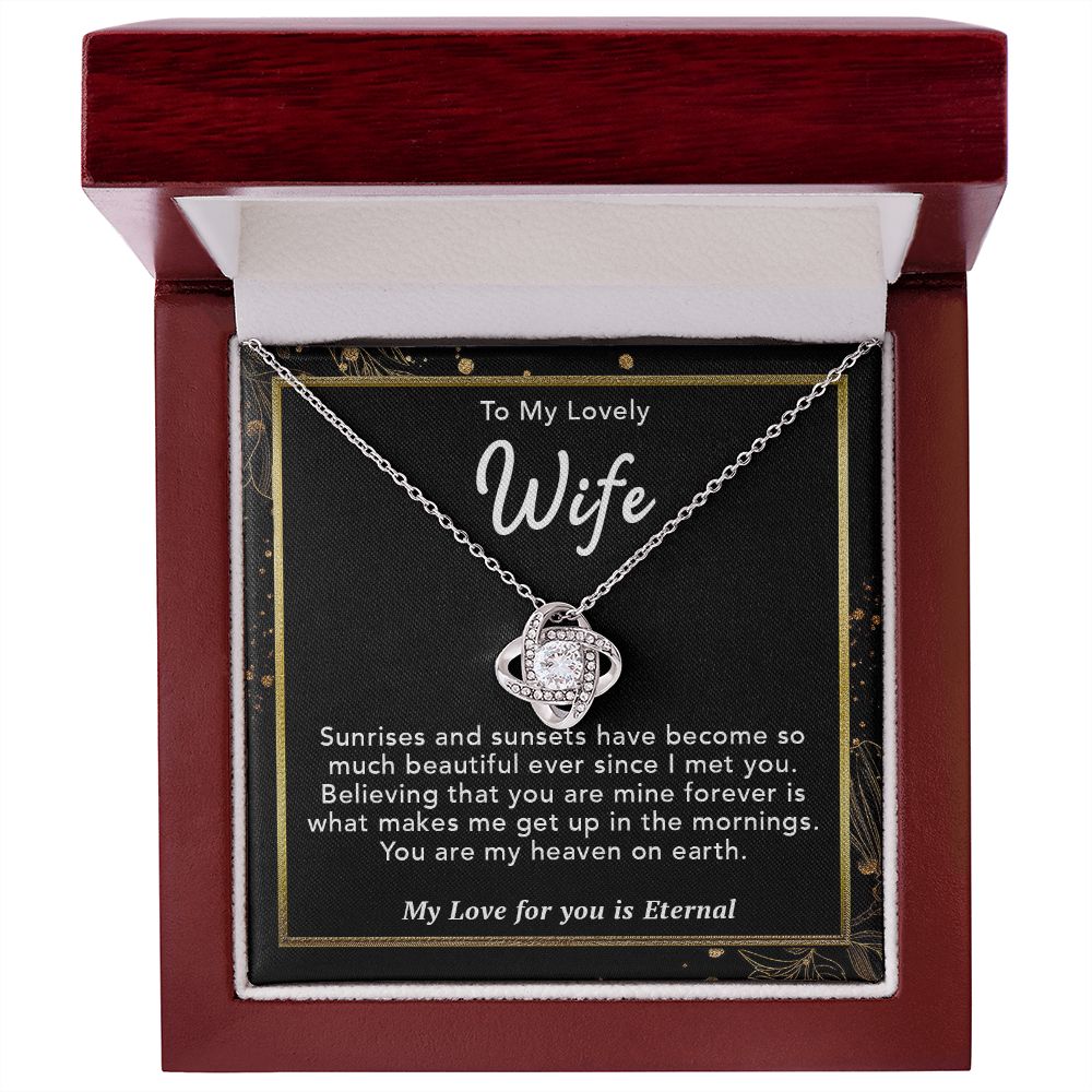 To My Lovely Wife Necklace Gift From Husband To My Badass Wife Pendant Jewelry with Message Card and Gift Box. Gift for Wife. Necklace Gift Set for Wife Necklace Gifts Box Gift Box Styles Love knot Thang