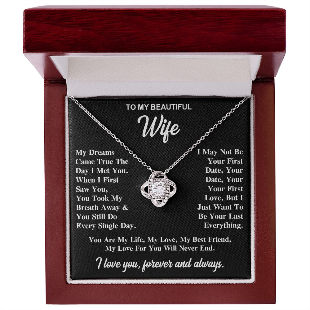 To My Wife Necklace Gift for Her, Soulmate Jewelry, Necklaces for Wife from Husband, Anniversary, To My Wife Necklace, Soulmate Gifts, Necklace Message Card and Gift Box Styles on Birthday, Wedding, Anniversary, Valentine Love knot Thang