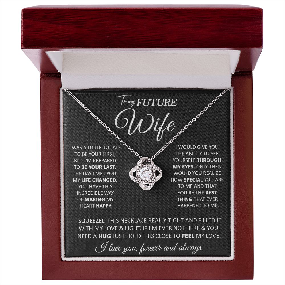 Couples Gifts, To My Beautiful Wife, Necklace From Husband, Valentine For Wife From Husband, Wife Wedding From Husband, To My Wife, Necklace Custom Name Message Card and Gift Box Styles on Birthday, Christmas, Wedding, Anniversary Love knot Thang