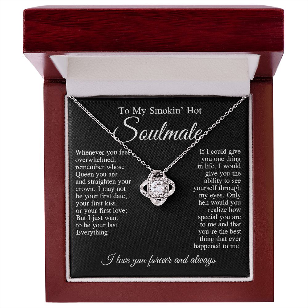 To My Smokin Hot Soulmate Necklace, Valentine Anniversary Jewelry for Women, Anniversary Gifts For Wife From Husband To My Wife Necklace Message Card and Necklace Gift Box Gift Box Styles on Birthday, Wedding, Anniversary, Valentine Love knot Thang