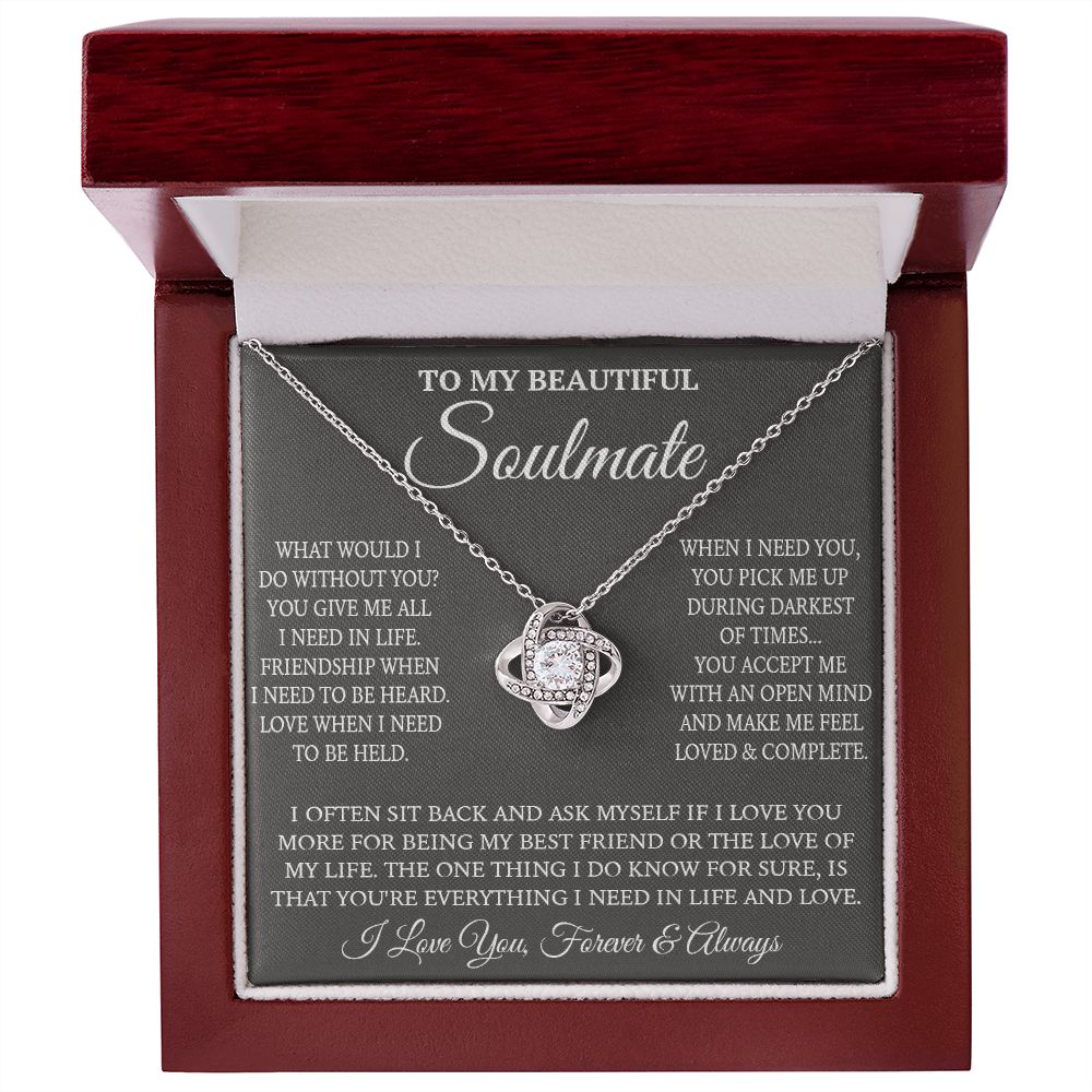 Couples Gifts Necklace To My Soulmate Necklace, Necklace Gifts For Wife From Husband Jewelry Romantic Gifts For My Wife Necklace Message Card and Gift Box Styles on Birthday, Christmas, Wedding, Anniversary, Valentine Love knot Thang
