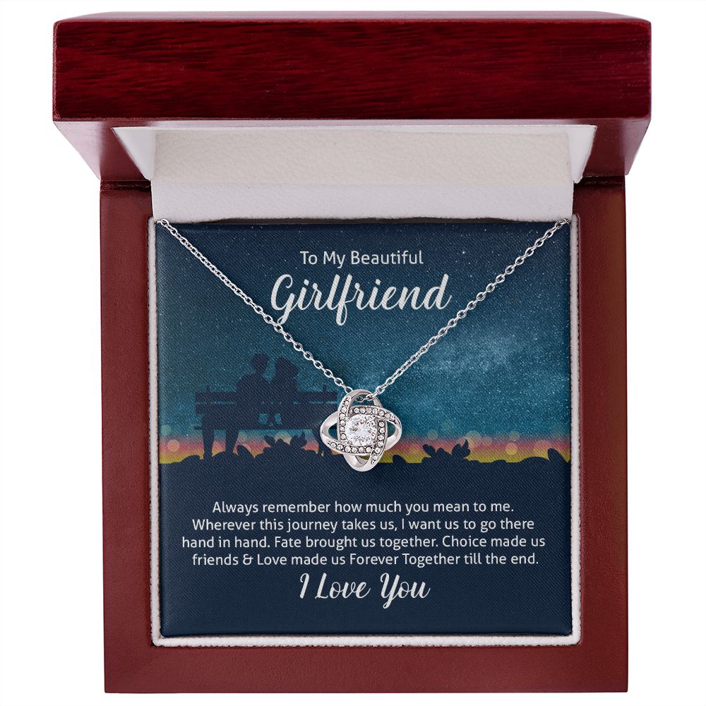 Couples Gifts Necklace To My Beautiful Girlfriend Necklace Gifts For My Wife, I Love You, Love Knot Meaningful Necklace Message Card and Gift Box Styles on Birthday, Christmas, Anniversary Love knot Thang