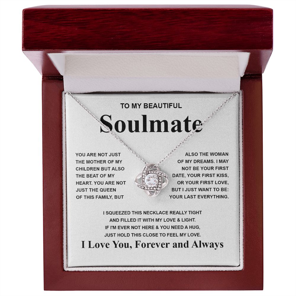 Gifts For Soulmate Birthday Gifts From Husband Necklace Valentines Days, Necklace for Future Soulmate, Valentine Necklace Jewelry for Wife Necklace Gifts from Husband - Soulmate Gift Necklace with Message Card and Gift Box Love knot Thang