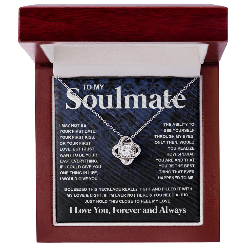 Couples Gifts Necklace To My Soulmate Necklace Anniversary Christmas Jewelry Romantic Gifts For My Wife Pendant Jewelry with Message Card and Box Necklaces for Women Valentines Day Happy Anniversary Wedding Present Love knot Thang