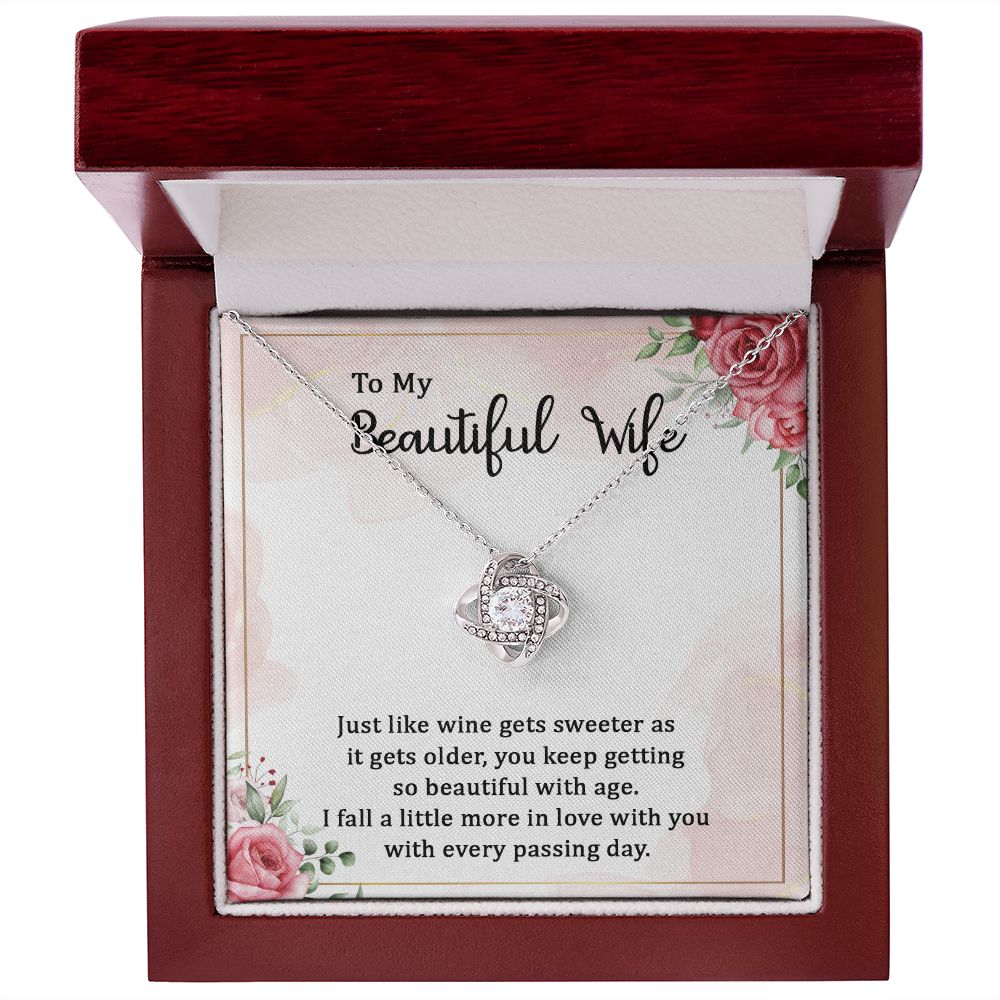To My Wife Necklace Romantic Gifts For Her Unique Necklaces For Wife From Husband Cute Valentines Day Anniversary Birthday For Wife, Meaningful Necklace Message Card and Gift Box Styles on Birthday, Christmas, Anniversary Love knot Thang