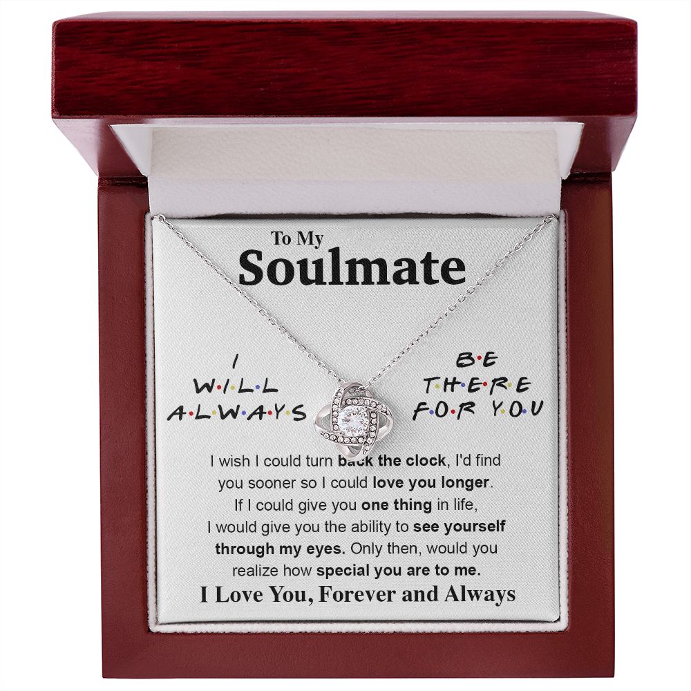 To My Soulmate Necklace To My Future Wife Gifts, Promise Necklace For Her, Fiance Gifts For Her, Valentine Gifts For Soulmate From Husband With Message Card Box LED, Soulmate Necklace For Women, To My Wife Necklace Love knot Thang