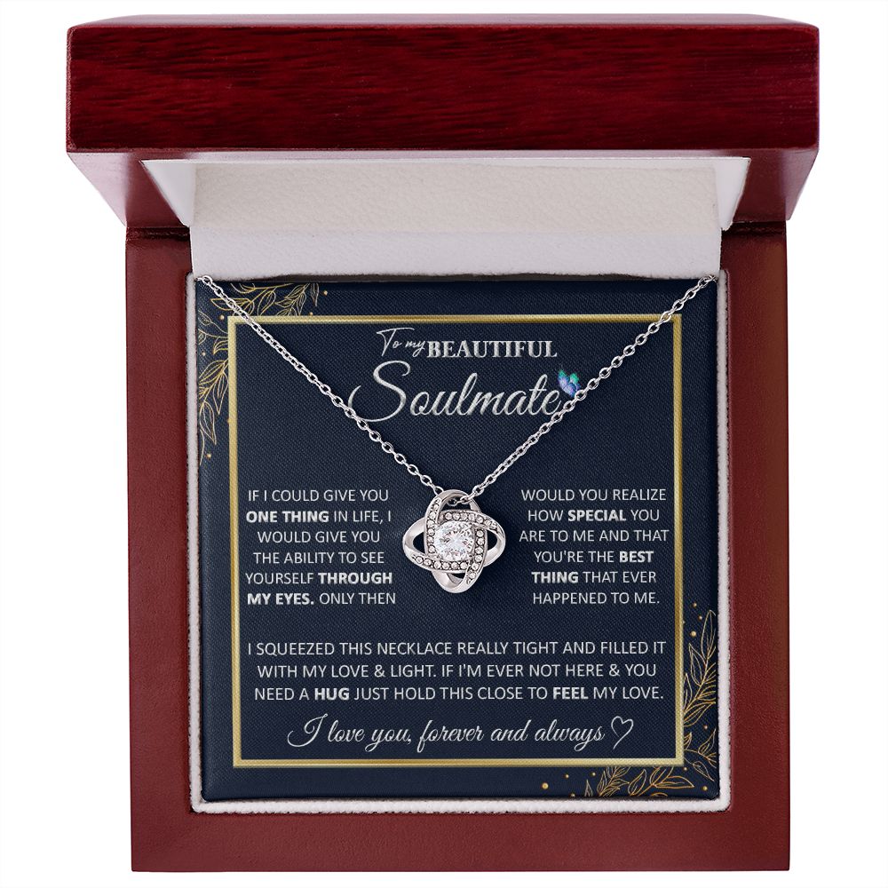 Couples Gifts, To My Dear Wife Necklace Gifts From Husband, Wedding For Wife From Husband, Wife Birthday From Husband, To My Beautiful Wife, Necklace Custom Name Message Card and Gift Box Styles on Birthday, Christmas, Wedding, Anniversary Love knot Thang