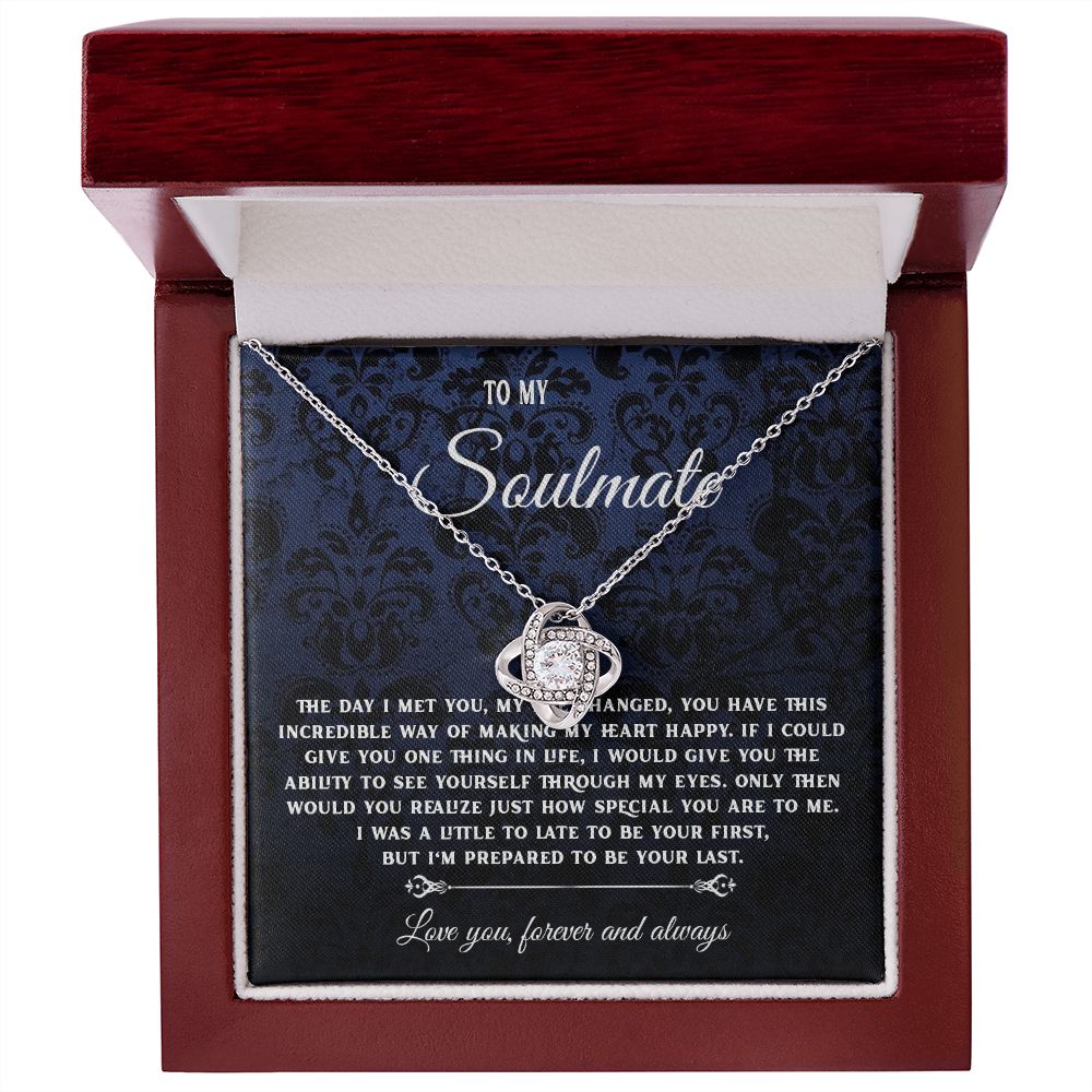 To My Soulmate Necklace Gift, Necklaces For Wife from Husband, Soulmate Necklace to My Beautiful Wife, Necklace For Soulmate with Message Card and Necklace Gift Box Gift Box Styles on Birthday, Christmas, Wedding, Anniversary, Valentine Love knot Thang