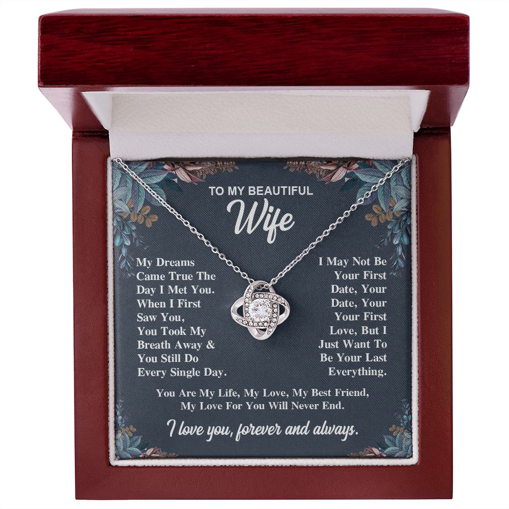 To My Wife Necklace Gift for Her, Soulmate Jewelry, Necklaces for Wife from Husband, Birthday To My Wife Necklace, Soulmate Gifts, Necklace Message Card and Gift Box Styles on Birthday, Wedding, Anniversary, Valentine Love knot Thang