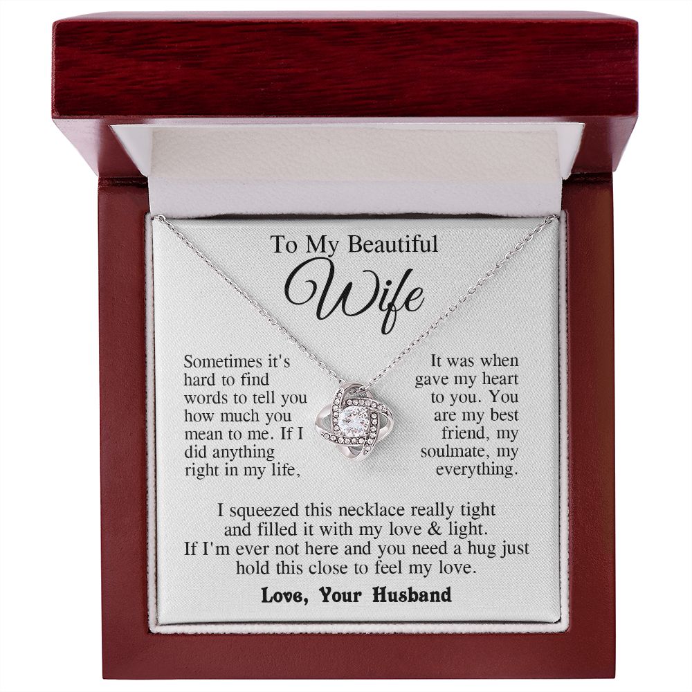 Wife Necklace from Husband, Anniversary Romantic Gifts for Wife from Husband to My Wife Necklaces for Wife Birthday Gifts, Wife Jewelry Necklace Message Card and Necklace Gift Box Gift Box Styles on Birthday, Wedding, Anniversary, Valentine Love knot Than