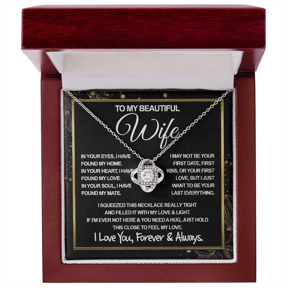 To My Beautiful Wife Necklace, Soulmate Jewelry For Women, Wife Necklace From Husband, Soulmate Gifts Necklace For Wife, Soulmate Gifts For Her, To My Future Wife Necklace Soulmate Love knot Thang