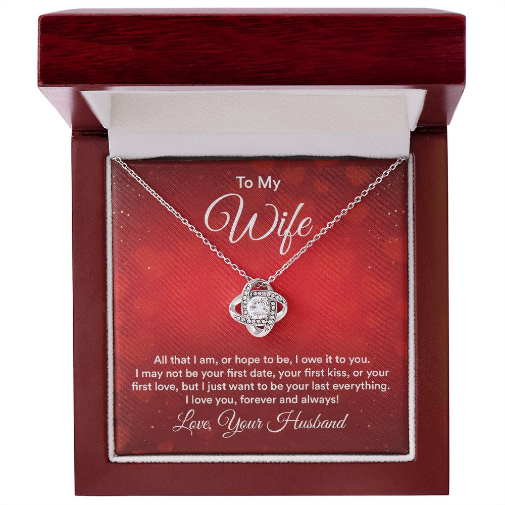 Couples Gifts,My Wife Necklace Gifts From Husband, Wedding Anniversary Jewelry For Wife From Husband, Wife Birthday From Husband, To My Soulmate Message Card and Gift Box styles On Birthday, Christmas, Anniversary  Love knot Thang