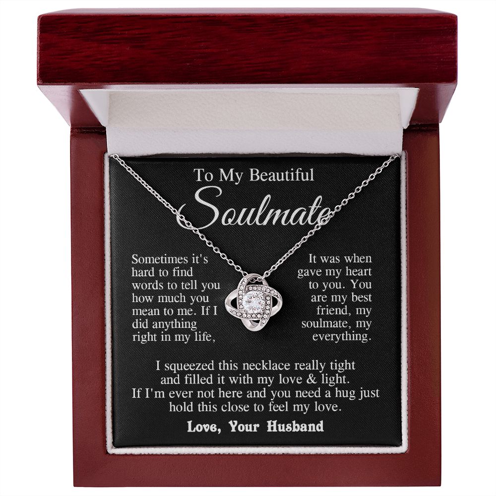 Soulmate Necklace from Husband, Wedding Anniversary Romantic Gifts for Wife from Husband to My Wife Necklaces for Wife Birthday Gifts, Wife Jewelry Necklace Message Card and Necklace Gift Box Gift Box Styles on Birthday, Wedding, Anniversary, Valentin Lov