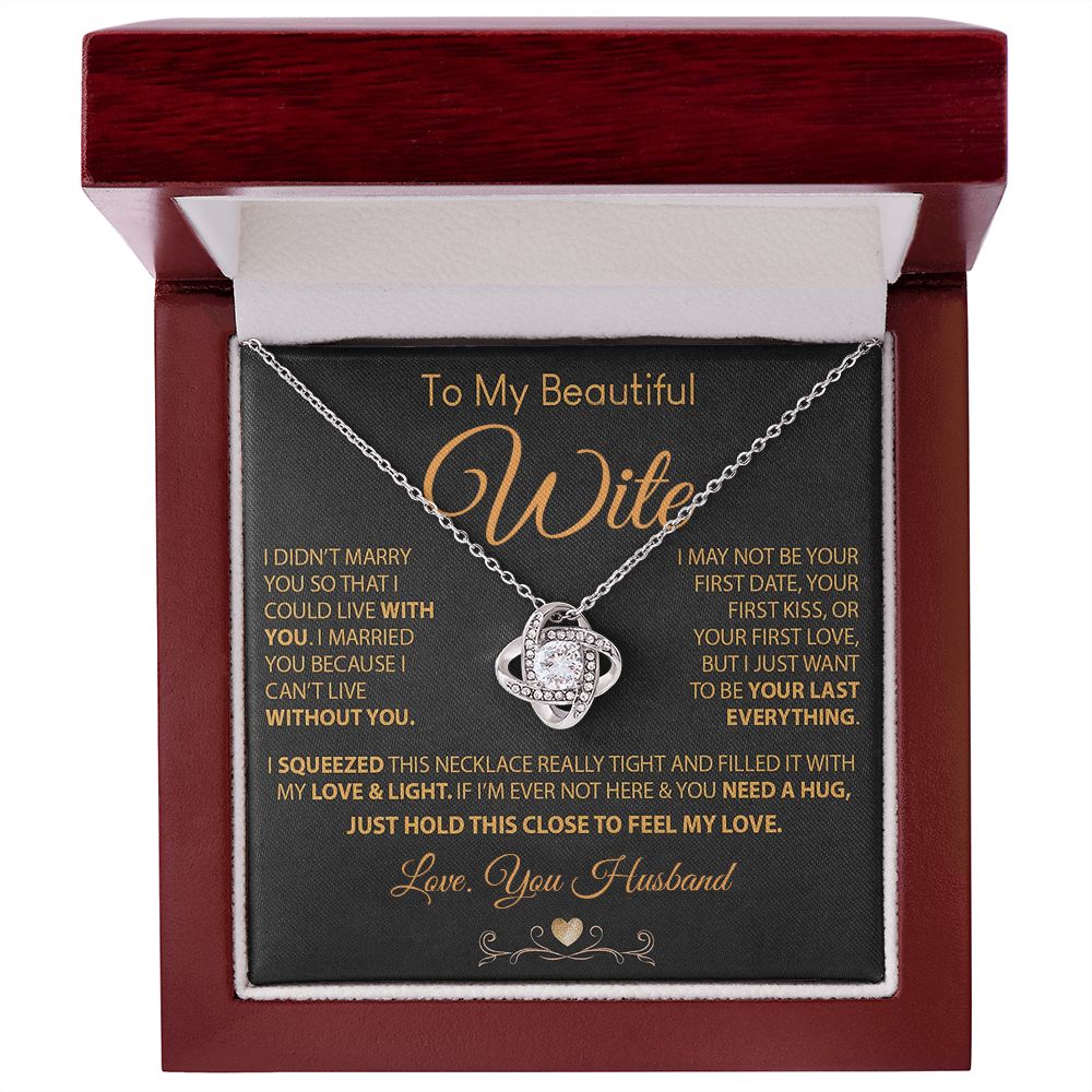 My Beautiful Soulmate Necklace Future Wife Gifts, Promise Necklace For Her, Fiance Gifts For Her, Valentine Gifts For Future Wife With Message Card Box LED, Soulmate Necklace For Women, To My Wife Necklace Love knot Thang