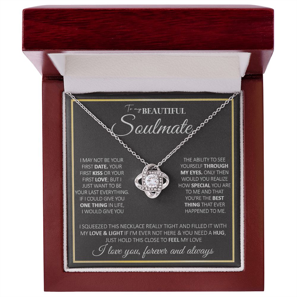 To My Future Wife Necklace, to my Wife Necklace, Necklaces For Wife From Husband, To My Beautiful Soulmate Necklace, Necklace Custom Name Message Card and Gift Box Styles on Birthday, Christmas, Wedding, Anniversary, Valentine Love knot Thang