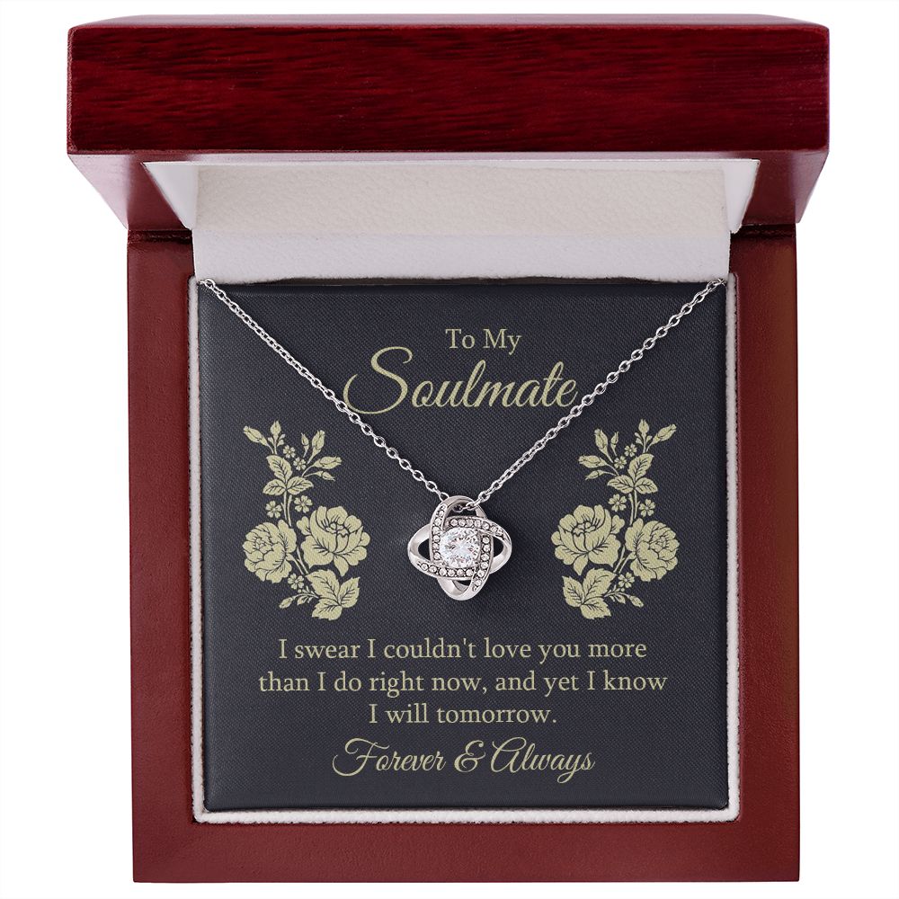 To My Soulmate Necklace for her Jewelry For Her Couples Gifts Necklaces For Soul Mate Christmas Jewelry, Forever & Always, Love Knot Meaningful Necklace Message Card and Gift Box Styles on Birthday, Christmas, Anniversary Love knot Thang