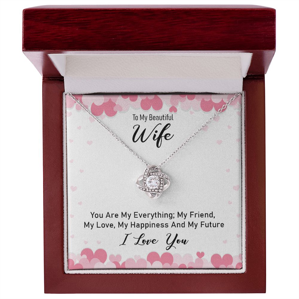 Couples Gifts Necklace To My Beautiful Wife Necklace Gifts For My Wife, I Love You, Love Knot Meaningful Necklace Message Card and Gift Box Styles on Birthday, Christmas, Anniversary Love knot Thang