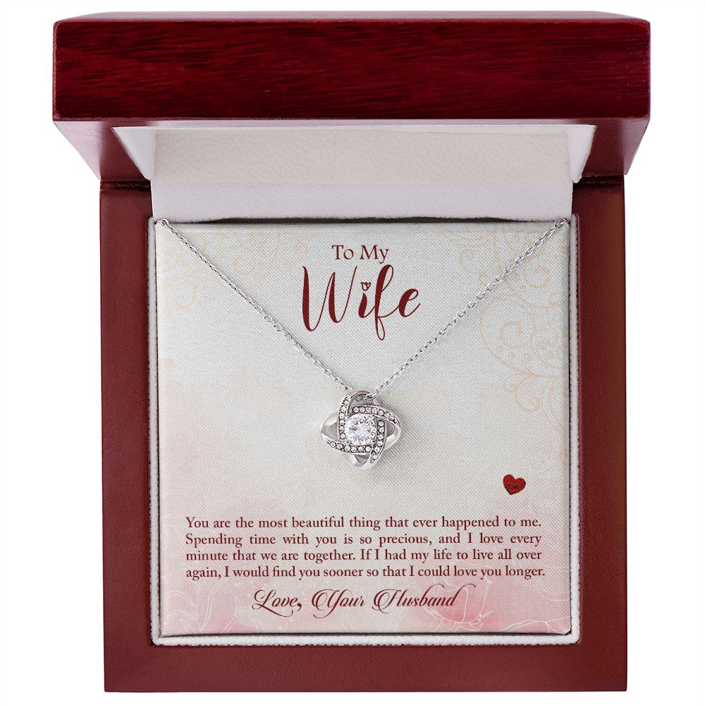 Couples Gifts,My Wife Girlfriend Necklace Gifts From Husband, Wedding Anniversary Jewelry For Wife From Husband, Wife Birthday From Husband, To My Beautiful Wife Girlfriend Message Card and Gift Box styles On Birthday, Christmas, Anniversary  Love knot Th