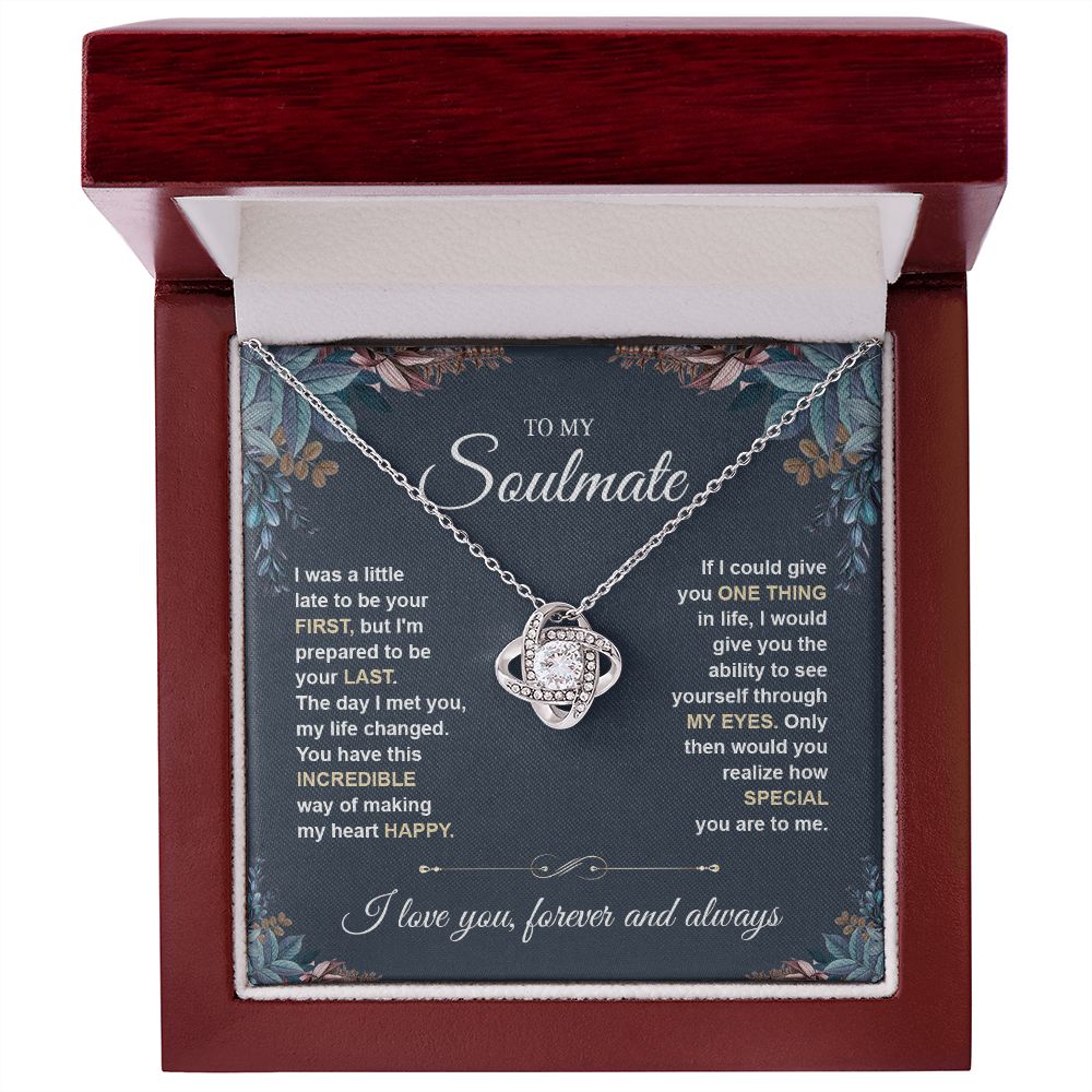 To My Soulmate Necklace for Women, Necklaces Gift For Wife from Husband, Soulmate Jewelry to My Future Wife Necklace, Necklace For Girlfriend with Message Card and Necklace Gift Box Gift Box Styles on Birthday, Christmas, Wedding, Anniversary Love knot Th