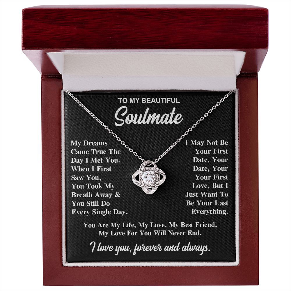 To My Soulmate Necklace Gift for Her, Soulmate Jewelry, Necklaces for Wife from Husband, Anniversary, To My Wife Necklace, Soulmate Gifts, Necklace Message Card and Gift Box Styles on Birthday, Wedding, Anniversary, Valentine Love knot Thang