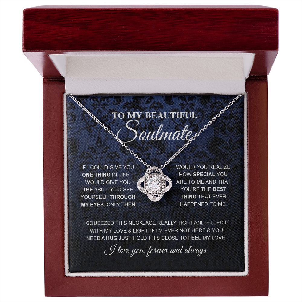 To My Beautiful Soulmate Necklace, Love Necklace for Girlfriend, Soulmate Jewelry, Soulmate Necklace, Future Wife Gift, Necklace for Wife from Husband Necklace Message Card and Gift Box Styles on Birthday, Christmas, Wedding, Anniversary Love knot Thang