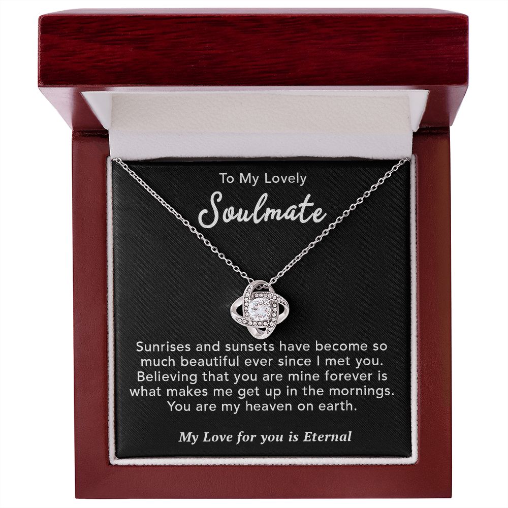 To My Lovely Soulmate Necklace Gift From Husband To My Badass Wife Pendant Valentine Jewelry with Message Card and Gift Box. Gift for Wife. Necklace Gift Set for Wife Necklace Gifts Box Gift Box Styles Love knot Thang
