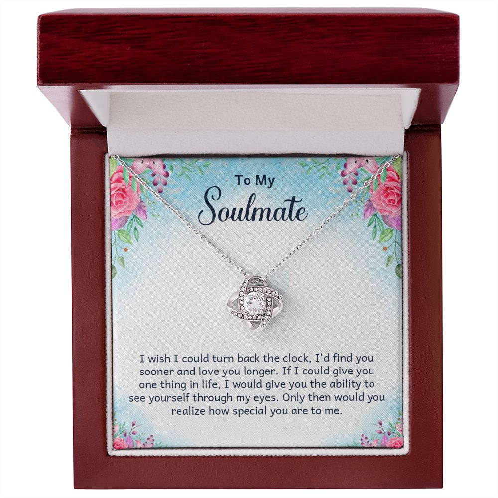 Couples Gifts Necklace To My Soulmate Necklace Gifts For My Wife, Love Knot Meaningful Necklace Message Card and Gift Box Styles on Birthday, Christmas, Anniversary Love knot Thang