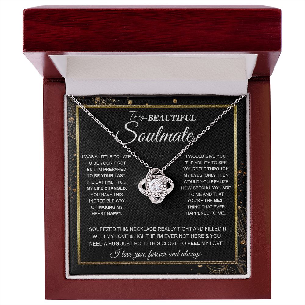 to My Beautiful Soulmate Necklace Future Wife Gifts, Promise Necklace For Her, Fiance Gifts For Her, Valentine Birthday Gifts For Future Wife With Message Card Box LED, Soulmate Necklace For Women, To My Wife Necklace Love knot Thang