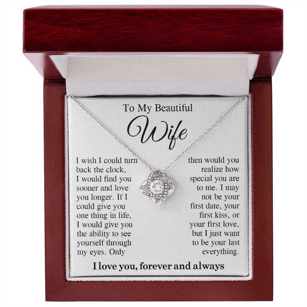 To My Beautiful Soulmate Necklace Gift, Wife Gifts From Husband, Valentine Gifts For Wife From Husband To My Soulmate Necklace Message Card and Necklace Gift Box Gift Box Styles on Birthday, Wedding, Anniversary, Valentine Love knot Thang