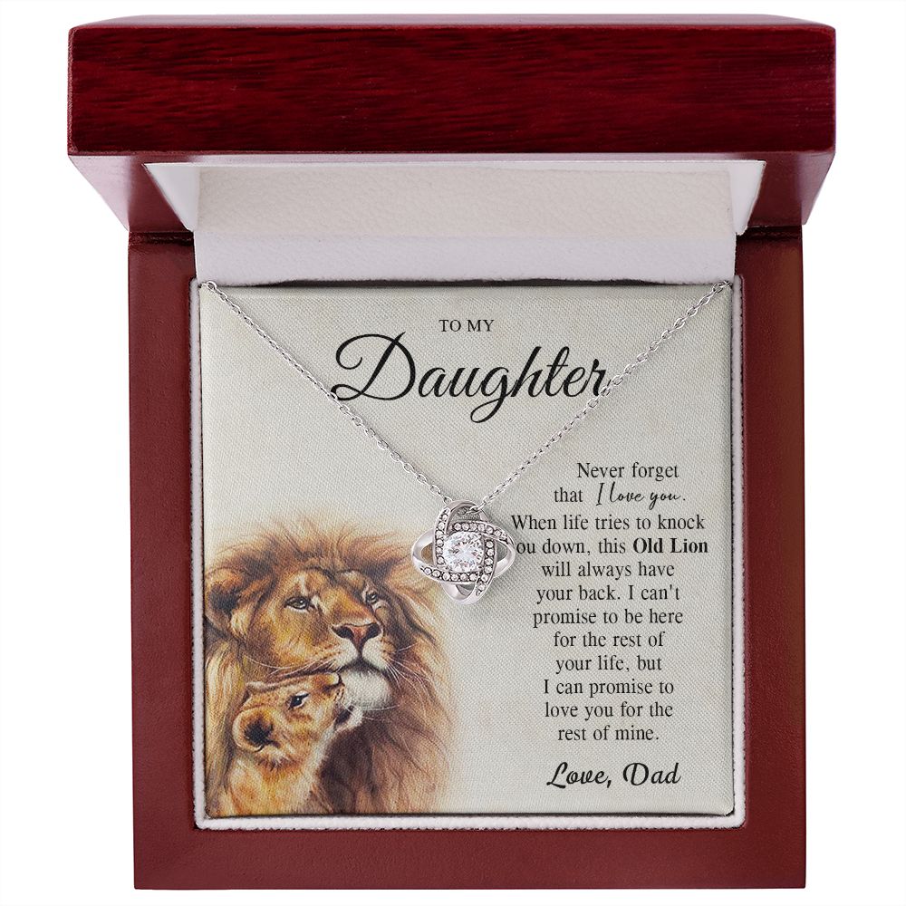 To My Daughter Gifts From Lion Dad, Father Daughter Gift, Daughter Necklace From Dad, Dad And Daughter, Necklace Gifts From Dad To Daughters, Lion Daughter Necklace, Necklace Message Card and Gift Box Styles on Birthday, Christmas, Valentine LOVE KNOT