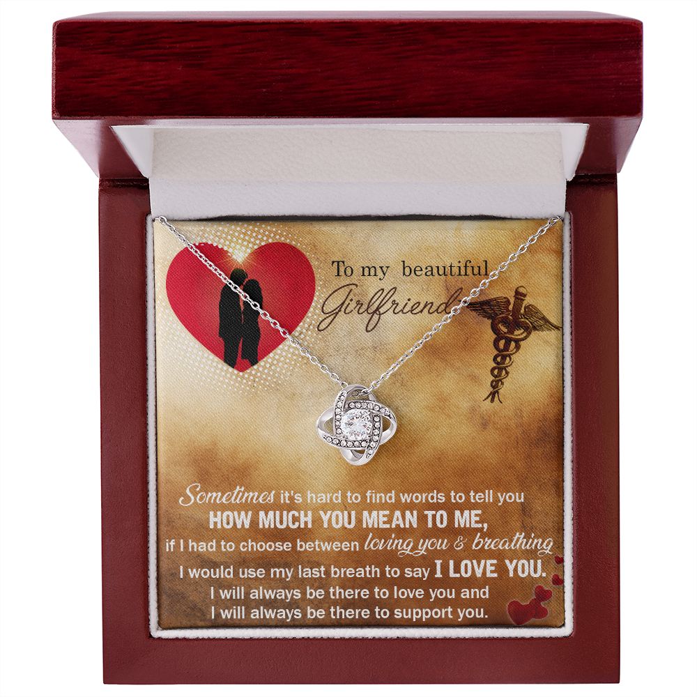Couples Gifts, Nusre Wife Necklace Gifts From Husband, Wedding Anniversary Jewelry For Wife From Husband, Wife Birthday From Husband, To My Beautiful Girlfriend Message Card and Gift Box styles On Birthday, Christmas, Anniversary  Love knot Thang