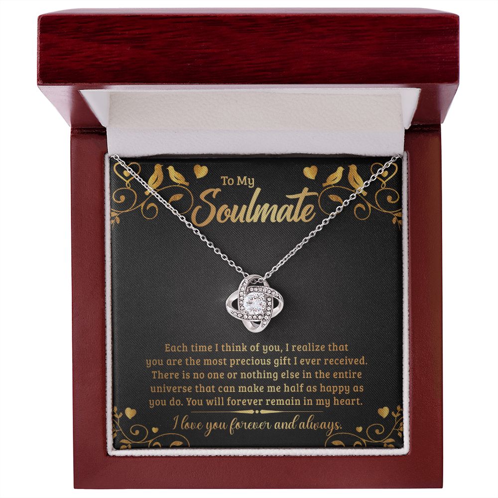 Couples Gifts, My Soulmate Necklace Gifts From Husband, Wedding Anniversary Jewelry For Wife From Husband, Wife Birthday From Husband, To My Soulmate Message Card and Gift Box styles On Birthday, Christmas, Anniversary  Love knot Thang