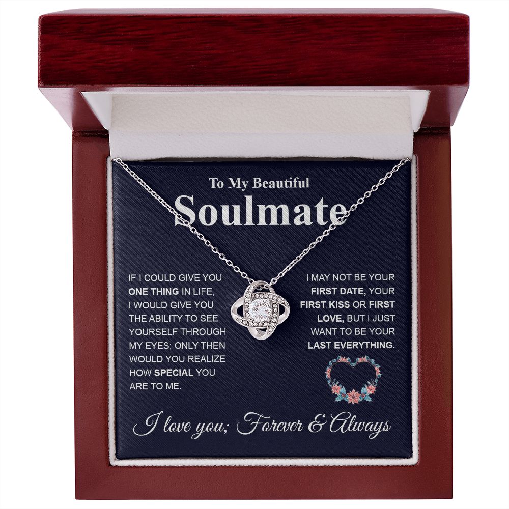My Beautiful Soulmate Necklace My Last Everything, Promise Necklace For Her, Fiance Gifts For Her, Valentine Gifts For Future Wife With Message Card Box LED, Soulmate Necklace For Women, To My Wife Necklace copy Love knot Thang