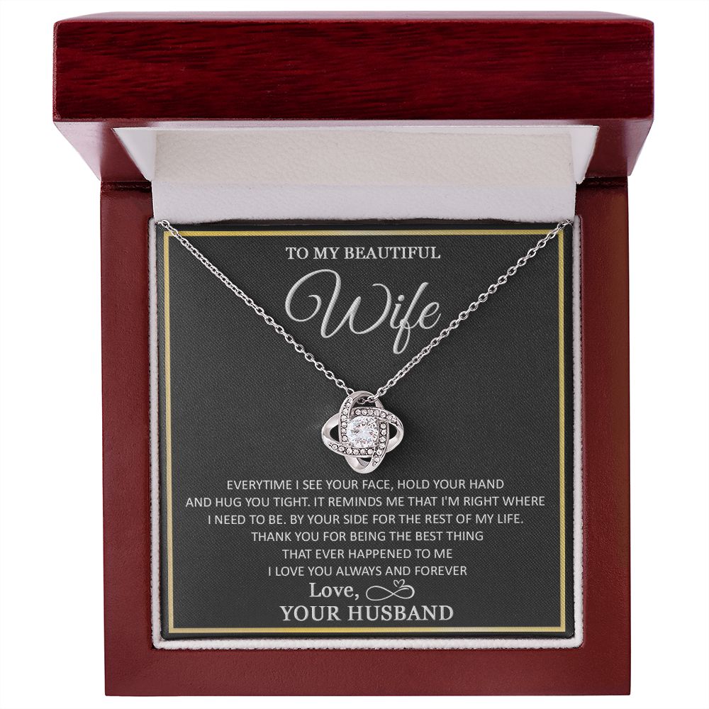 To My Wife Necklace, Necklace For Wife From Husband, To My Soulmate Necklace, Girlfriend Necklace, Soulmate For Wife, Beautiful Soulmate, Necklace Custom Name Message Card and Gift Box Styles on Birthday, Christmas, Wedding, Anniversary Love knot Thang