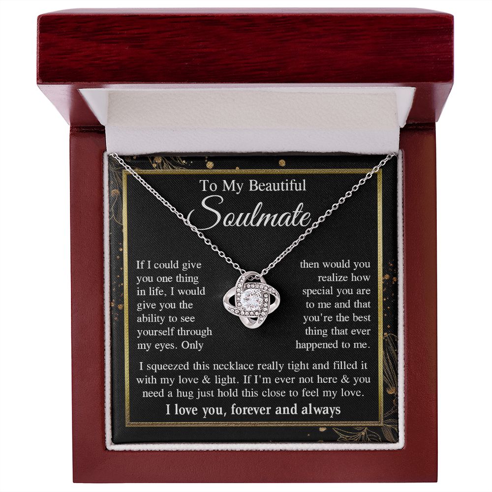 Soulmate Necklace Gift for Her, Soulmate Jewelry, Necklace for Future Wife, Valentine Jewelry for Wife Necklace Gifts from Husband - Soulmate Gift Necklace with Message Card and Gift Box Love knot Thang