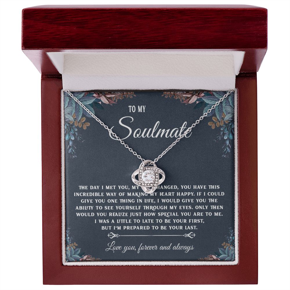 To My Soulmate Necklace Gift, Necklaces For Wife from Husband, Soulmate Necklace to My Beautiful Soulamte, Necklace For Soulmate with Message Card and Necklace Gift Box Gift Box Styles on Birthday, Christmas, Wedding, Anniversary, Valentine Love knot Than