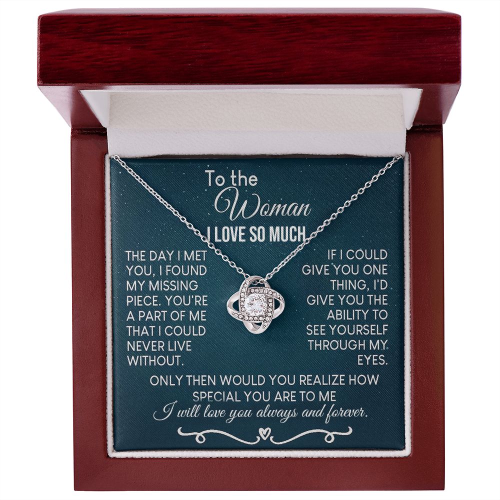 To The Woman Necklace Future Wife Gifts, Promise Necklace For Her, Fiance Gifts For Her, Valentine Birthday Gifts For Future Wife With Message Card Box LED, Soulmate Necklace For Women, To My Wife Necklace Love knot Thang