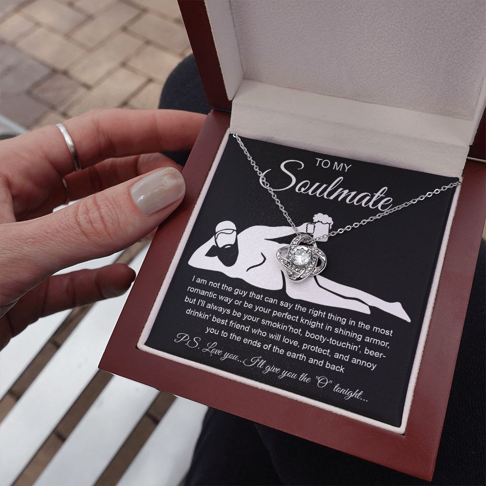 To My Soulmate Necklace For Women, Funny Gifts For Girlfriend,Valentine Christmas Presents For Girlfriend, Best Birthday Meaningful Gift Ideas For Wife, Women Romantic Jewelry For Her Anniversary Message Card and Gift Box Styles LOVE KNOT