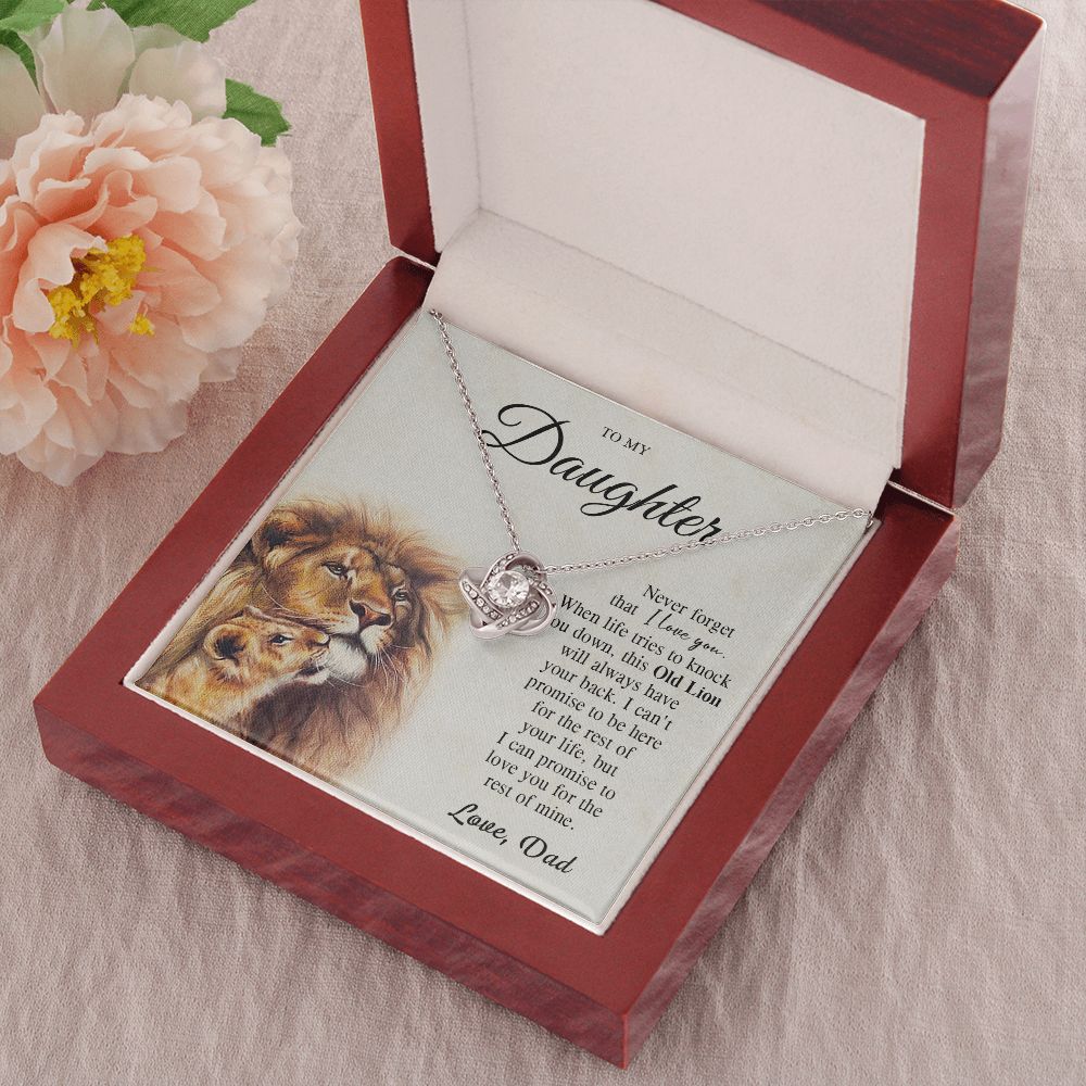 To My Daughter Gifts From Lion Dad, Father Daughter Gift, Daughter Necklace From Dad, Dad And Daughter, Necklace Gifts From Dad To Daughters, Lion Daughter Necklace, Necklace Message Card and Gift Box Styles on Birthday, Christmas, Valentine LOVE KNOT