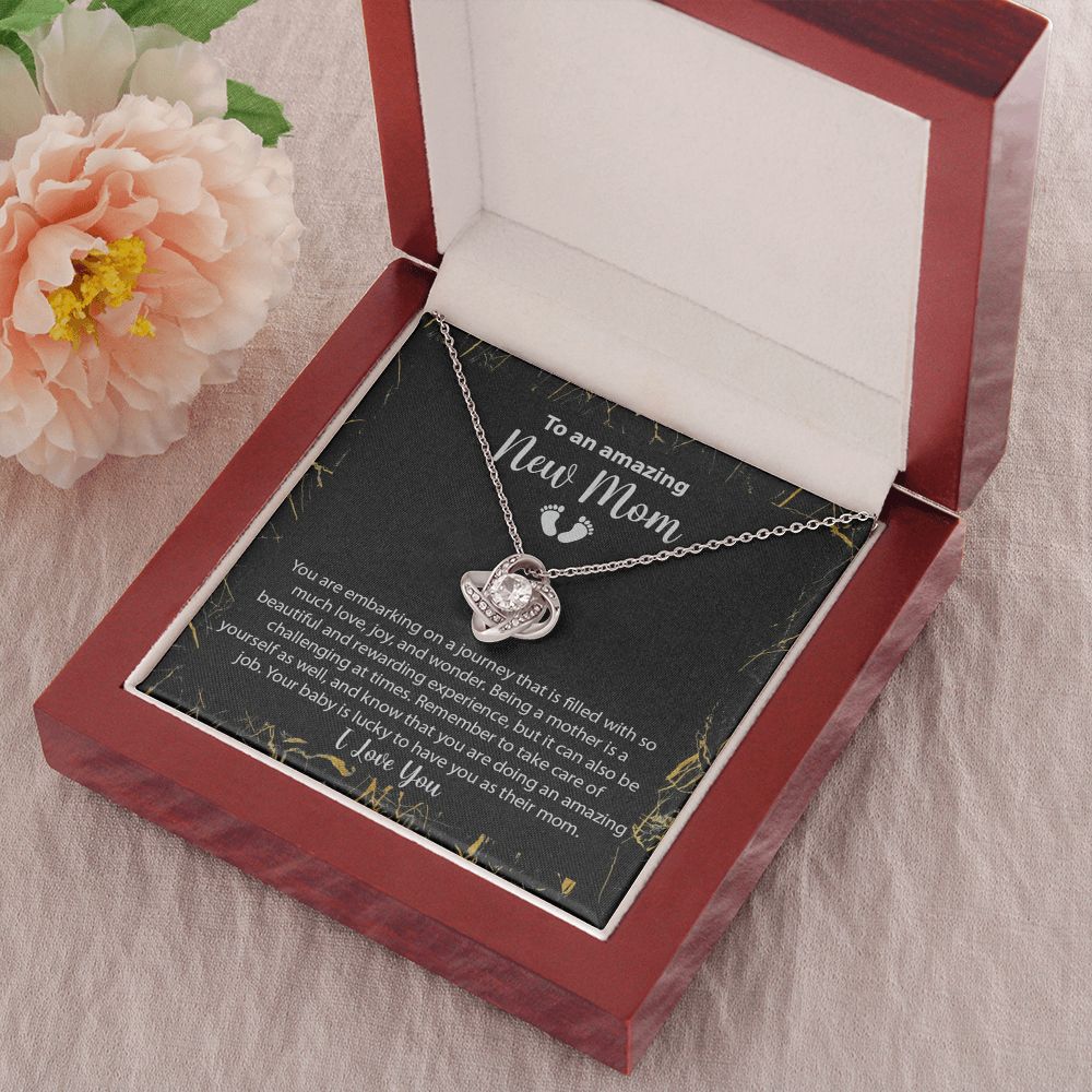 New Mom Gift Jewelry, First Time Mom Gift, Baby Feet Heart Necklace Baby Gift Set, To My Mommy, Gifts for Mom, Baby Shower Gifts, Mommy to be Gifts, Pregnancy Gifts for First Time Moms, Perfect Mother's Day Gift For New Mom LOVE KNOT