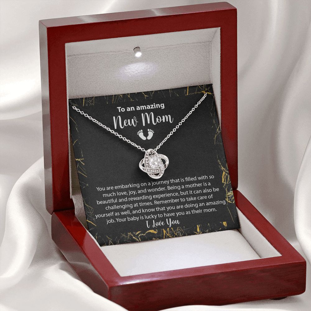 New Mom Gift Jewelry, First Time Mom Gift, Baby Feet Heart Necklace Baby Gift Set, To My Mommy, Gifts for Mom, Baby Shower Gifts, Mommy to be Gifts, Pregnancy Gifts for First Time Moms, Perfect Mother's Day Gift For New Mom LOVE KNOT