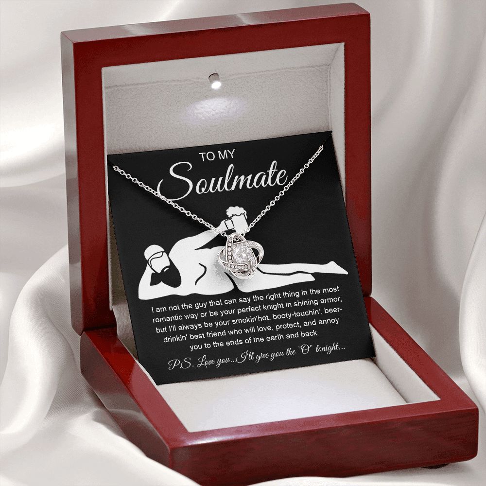 To My Soulmate Necklace For Women, Funny Gifts For Girlfriend,Valentine Christmas Presents For Girlfriend, Best Birthday Meaningful Gift Ideas For Wife, Women Romantic Jewelry For Her Anniversary Message Card and Gift Box Styles LOVE KNOT