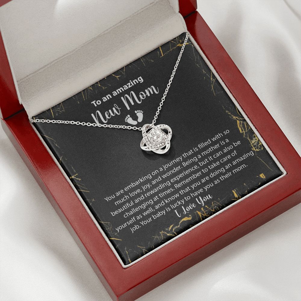 New Mom Gift Jewelry, First Time Mom Gift, Baby Feet Heart Necklace Baby Gift Set, To My Mommy, Gifts for Mom, Baby Shower Gifts, Mommy to be Gifts, Pregnancy Gifts for First Time Moms, Perfect Mother's Day Gift For New Mom LOVE KNOT