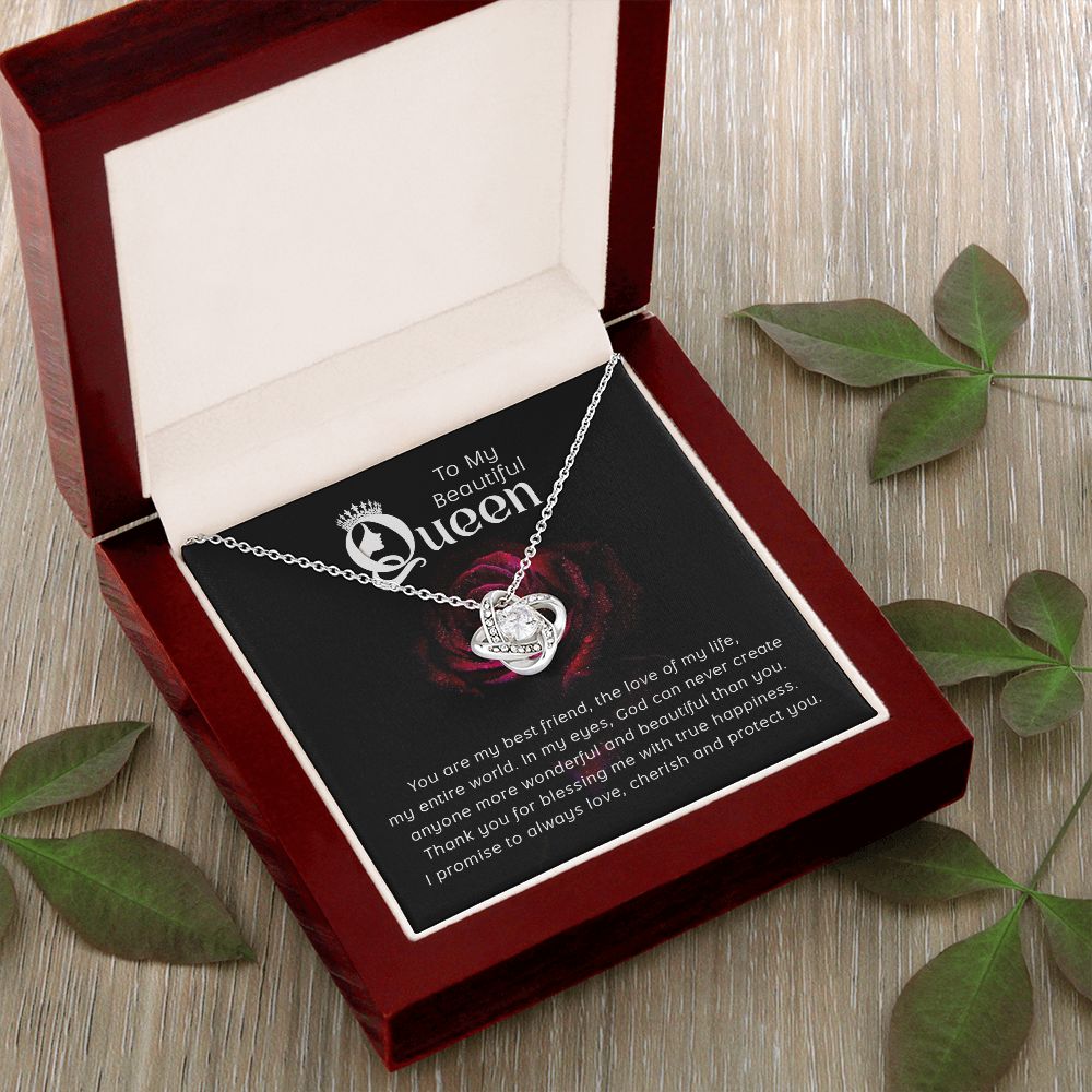 Couples Gifts, Beautiful Queen Necklace Gifts From Husband, Wedding Anniversary Jewelry For Wife From Husband, Wife Birthday From Husband, To My Soulmate Message Card and Gift Box styles On Birthday, Christmas, Anniversary  Love knot Thang